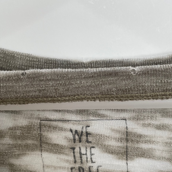 We The Free Jordan Tee Olive Slub Cutout Raw Hem Oversized Short Sleeve Top XS - Picture 11 of 13